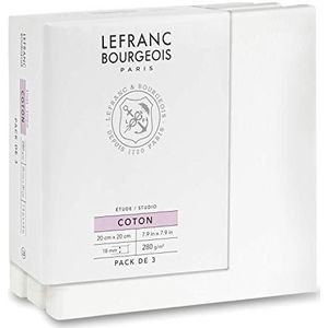 Lefranc Bourgeois 301350 stabiel spieraam van sparrenhout, wit voorgegrond canvas voor acrylverf en olieverf, 100% katoen, 20 x 20 cm