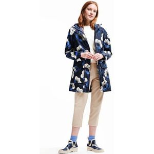 Regatta Womens Orla Kiely lange lijn waterdichte regenjas, Navy Passiebloem, 36