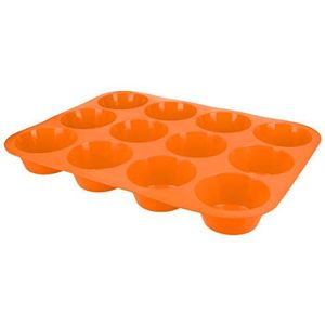 mumbi Muffinvorm van siliconen cupcake muffin bakvorm siliconen vorm voor 12 muffins in oranje
