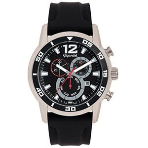 Gigandet Heren analoog ISA Swiss chronograaf kwartsuurwerk horloge met siliconen armband AVG14-02, zwart