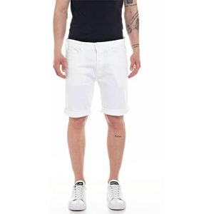 Replay Heren Tapered Fit Jeans Shorts RBJ981, 001, wit, 32W