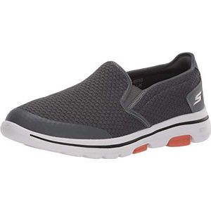 Skechers Go Walk 5 Apprize Slip On Sneakers voor heren, Houtskool Textiel Synthetische Witte Trim, 47.5 EU