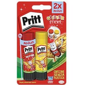 Pritt stickers, rood en geel, 2 stuks