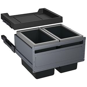 Franke FX60 Inbouw Afvalemmer 2 Vakken Voor de Keuken Vuilnisemmer met Deksel 2 X 26 Liter