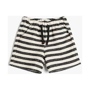 Koton Baybboys Broek met trekkoord en zakken, katoen met textuur, Marine Stripe (01 m), 6-9 Maanden