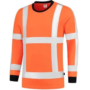 Tricorp 103002 Safety EN ISO 20471 Birdseye T-shirt met lange mouwen, 50% polyester/50% polyester, CoolDry, 180g/m², fluororanje, maat XL