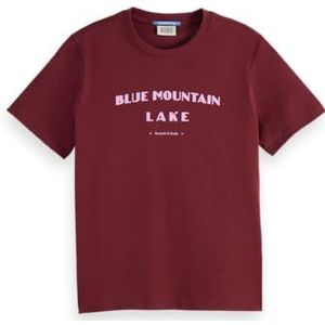 Scotch & Soda Chest Artwork Regular T-shirt, Bordeaux 601, S