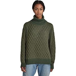G-STAR RAW Dames Cable Turtle Neck Loose Pullover Sweater, meerkleurig (Cavalry Htr C928-c799), S