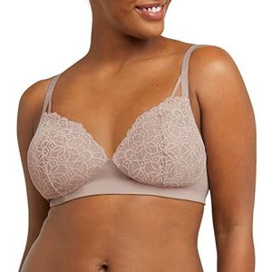 Maidenform Women's, Pure Comfort Soft Support Wireless Longline, Wirefree Comfortable Lace Bra, Evening Blush