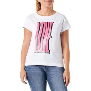 Love Moschino Boxy Fit Short-Sleeved T-shirt voor dames, wit (optical white), 42