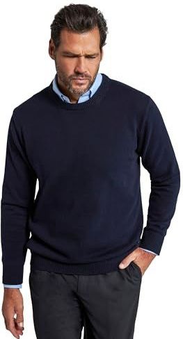 JP1880 Trui ronde halsmarine, Effen