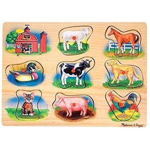 Melissa & Doug Geluidspuzzel met klassieke boerderij | Puzzels | Houten speelgoed | 2+ | Cadeau voor jongens en meisjes