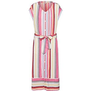 TOM TAILOR Dames Gestreepte jurk met brede stoffen riem in de taille 1009490, 16507 - Multicolor Stripe Vertical, 36