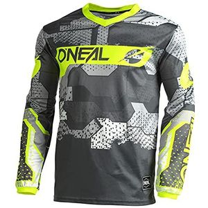 O'NEAL | Motorcrossshirt met lange mouwen | kinderen | MX MTB mountainbike | licht materiaal, ergonomische slim fit snit voor perfecte pasvorm | Element Youth Jersey Squadron V.22, grijs/neongeel, M