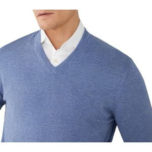 Hackett London Heren katoenen zijden V-hals gebreide kleding, Blauw (Chambray Blue), M