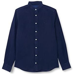 Hackett London Heren kledingstuk geverfd linnen P Shirt, marineblauw, 3XL