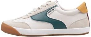 Mtng - Court - Sneakers - Wit - Groen en Mosterdkleurige Details - Bruine Zool