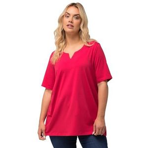 Ulla Popken Dames T-shirt, A-lijn, tuniek, halve mouwen, Rood, 54-56