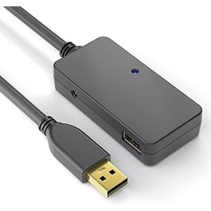 PureLink DS2200-120 USB 2.0 Actieve verlenging met 4-poorts USB-hub, voeding vanaf de USB-poort, geen voeding nodig, vergulde contacten, 12,0 m, zwart