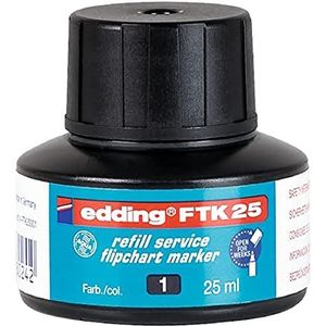 edding FTK 25 navulinkt - zwart - 25 ml - met capillairsysteem ideaal voor het schoon en ongecompliceerd bijvullen van bijna alle edding flipchart markers