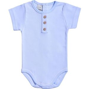 BABIDU Babybody met korte mouwen met knoopsluiting van 100% katoen, zacht en ademend babybody, ideaal voor pasgeborenen, om de eerste keer te dragen, comfortabele uniseks kleding voor jongens en