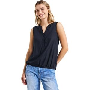 Street One - Bamika - Blousetop - Blauw - Mouwloos, Viscose, Elastische Zoom