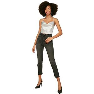 TRENDYOL Skinny Fit Jeans voor dames, hoge tailleband, slim fit, zwart, 42