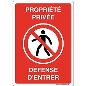 AUA SIGNALETIQUE - Informatiebord met afgeronde hoeken – verdediging van de ingang Privée – 150 x 210 mm, aluminium Dibond 3 mm
