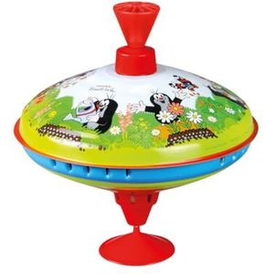 Lena tin Toys 52249 Brommtol, diameter 19 cm, metalen tol, vliegtol van plaatstaal, klassieke pomptol, metalen tol met punt, speelgoedtol voor kinderen vanaf 18 maanden