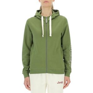 JEEP O102920-E100 J Dames Sweatshirt met Capuchon Volledige Zip Zijzakken Outline Print op Mouwen J23W Dames Olijfgroen XL