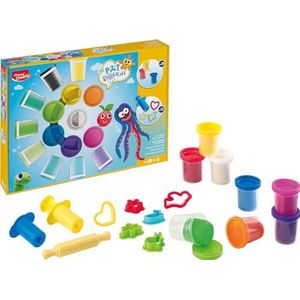 Maped Creativ Paw Dough Boetseerklei voor kinderen, 20 potten voor boetseerklei en 12 accessoires, 20 potten van 56 g, kleuren regenboog