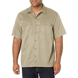 Dickies Flex Twill-werkshirt met korte mouwen voor heren, met korte mouwen, Flex Twill werkshirt (pak van 1), Woestijnzand, M