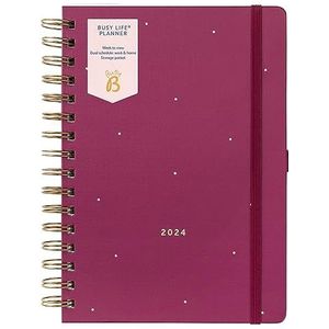 Busy B 12 maanden drukke levensplanner dagboek januari tot december 2024 - Berry - A5 weekplanner met dubbele schema's, zak en boodschappenlijstjes