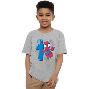 Spiderman Leuke Spidey Verjaardag 1 Unisex Kids T-shirt, Athletic Heather, 9-10 jaar, Atletische Heather, 9-10 jaar