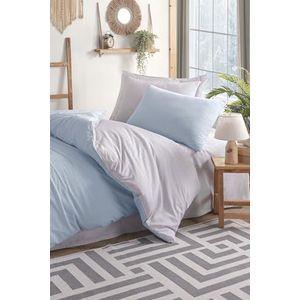 Nuit Des Rêves Light Blue & Grey Single Quilt Cover Set (135 x 200 cm), 65% katoen/35% polyester, machinewasbaar, knoop- en envelopsluiting, elegant design