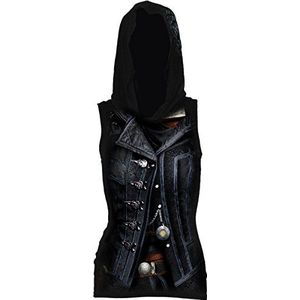 Spiral Direct Dames Assassins Creed Syndicate Evie-Allover gelicentieerd mouwloos gothic capuchon vest top