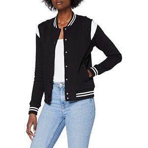 Urban Classics Dames Inset Sweat Jacket College Jacket, zwart/wit, XS