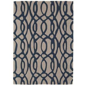 Benuta Wollen tapijt Matrix Wire Blauw 160x230 cm Natuurlijke Vezeltapijt voor woonkamer en slaapkamer