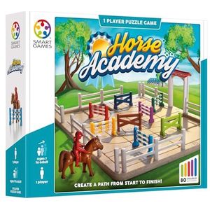 SmartGames - Horse Academy - 80 opdrachten - Denkspel paarden - Springparcours - Manege