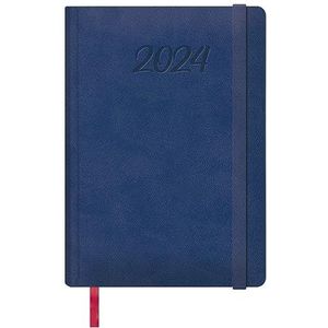 Dohe - Kalender 2024 - Dagpagina - Grootte: 15x21 cm (A5) - 336 pagina's - ingenaaide omslag - Hardcover - Blauw - Model Manaos