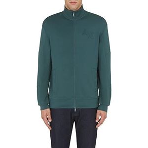 Armani Exchange Heren Monochrome Mock Neck Zip Up Sweatshirt Cardigan Sweater, Green Gables, Small, Green Gables, S