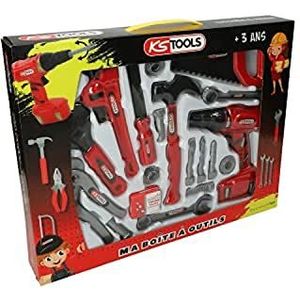 KS Tools 100091 Speelgoedkoffer voor kinderen, gereedschapskist voor jongens en meisjes vanaf 3 jaar, doe-het-zelf Montessori educatief en creatief