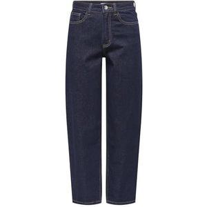 ONLY Onlemily HW Mom Crop DNM BF Mae655, blauwe jeans donker, 28W x 32L dames, Donkerblauwe jeans, 28W x 32L