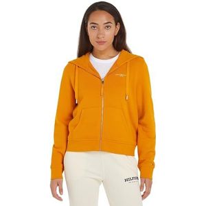 Tommy Hilfiger Dames 1985 hoodie met ritssluiting, Oranje (Rich Oker), L