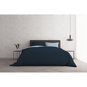Italian Bed Linen Beddengoedset ""Natural Colour"", donkerblauw/lichtblauw, tweepersoonsbed