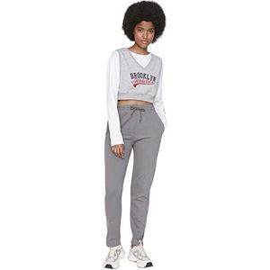 TRENDYOL Vrouwen Sport Medium Band Straight Leg Straight Joggingbroek, grijs, L