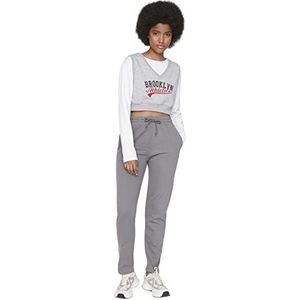 Trendyol Sportkleding voor heren, middelhoge tailleband, rechte joggingbroek, sweatpants, grijs, M, grijs, M