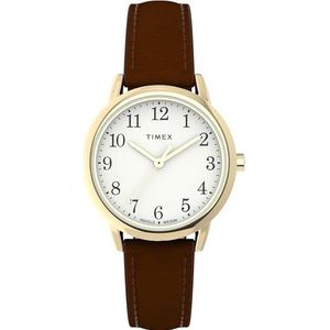 Timex Vrouwen Analoge Quartz Horloge Met Faux Lederen Band TW2W32600, Bruin, riem