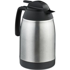 Relaxdays thermoskan - 1,5 liter - koffiekan met drukknop - kunststof & rvs - dubbelwandig