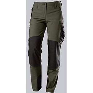 BP 1862-620-7332 Workwear Dames Superstretch broek, polyamide en elastaan, Olive/Zwart, Maat 36n